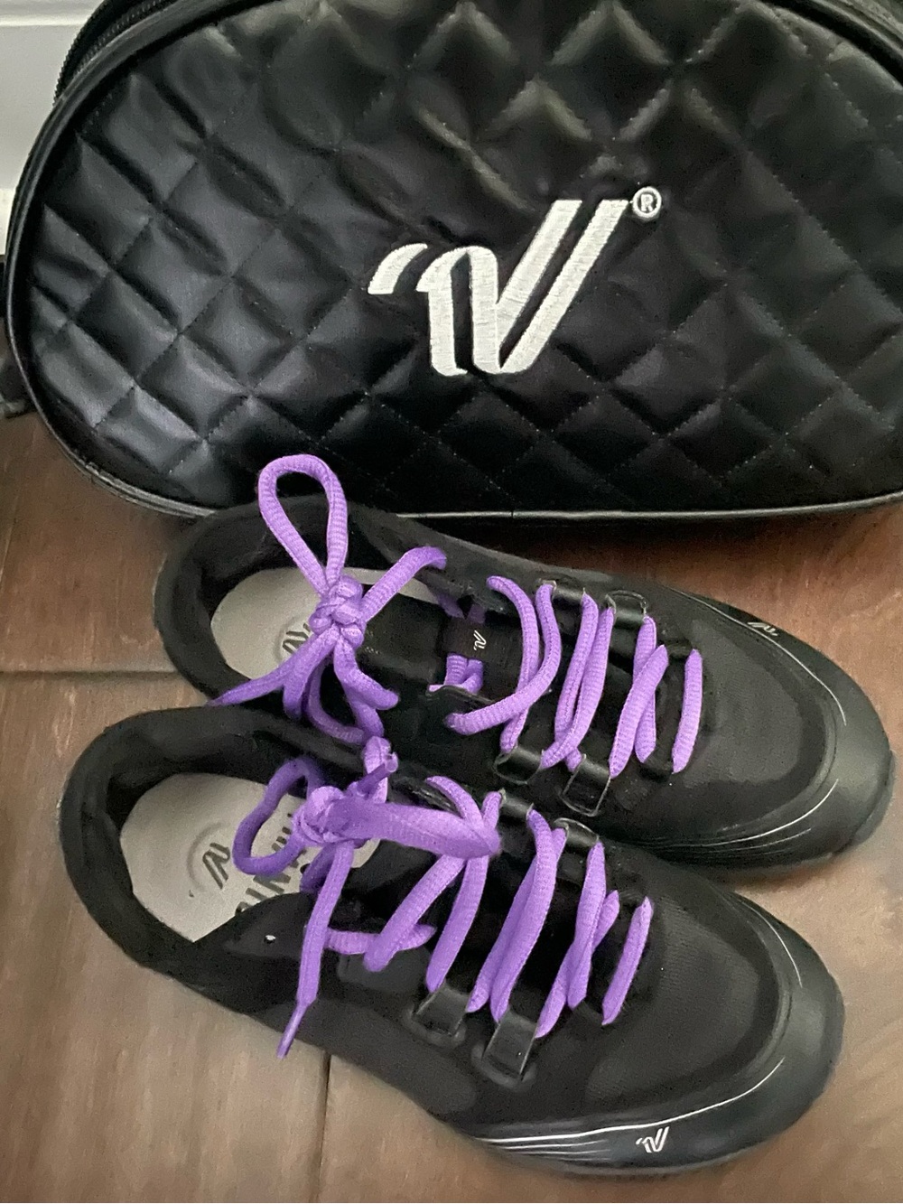 Varsity Kids Black Sneakers with Purple Laces